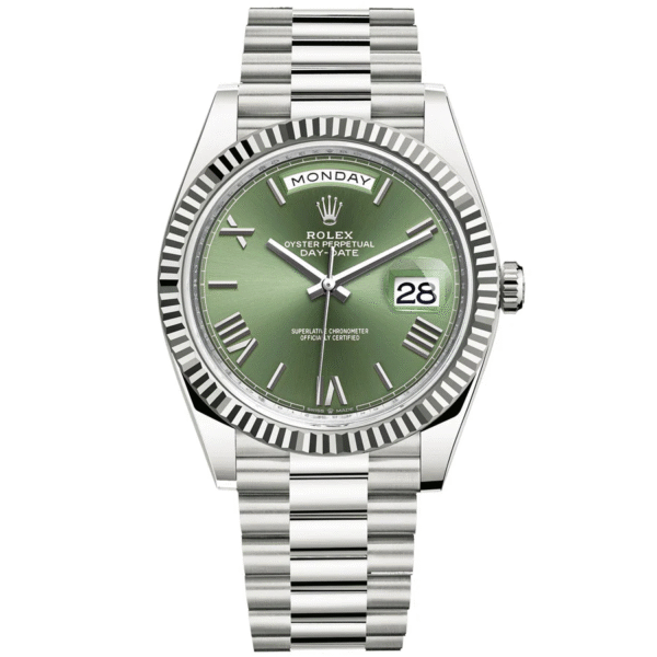 Rolex Day-Date President Olive Green Slate Striped Dial Fluted 228239 For Gents