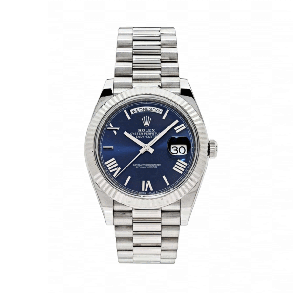 Rolex Day-Date President Blue Slate Striped Dial Fluted 228239 For Gents