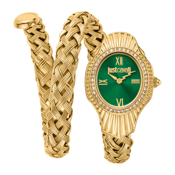 JUST CAVALLI Green Dial Twined Snake Analog Watch for Ladies - JC1L305M0035