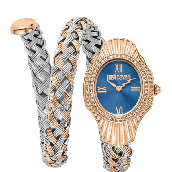 JUST CAVALLI Blue Dial Twined Snake Analog Watch for Ladies - JC1L305M0065