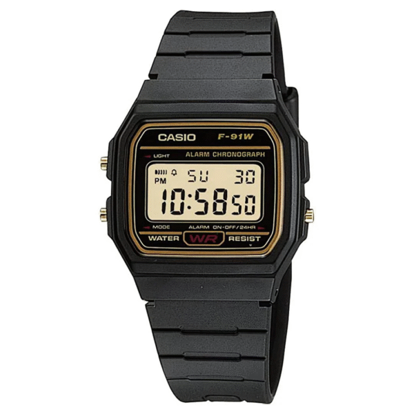 Casio Vintage Black Gold F-91WG-9QDF Unisex